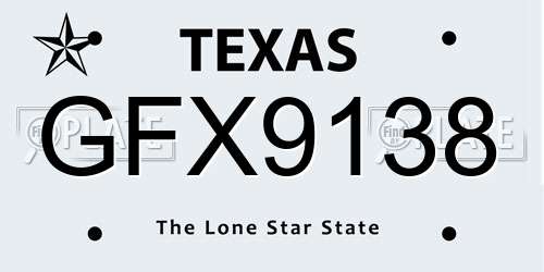 GFX9138 Texas License Plate