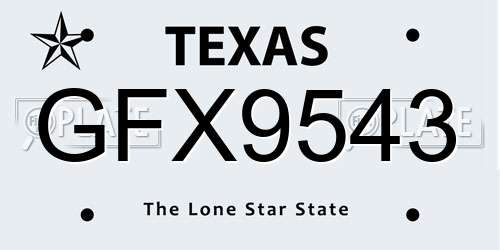 GFX9543 Texas License Plate