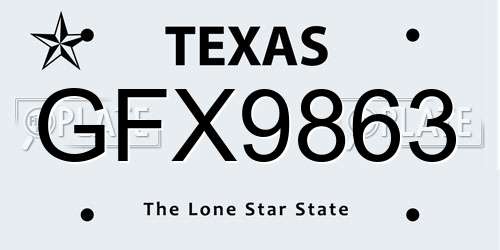 GFX9863 Texas License Plate