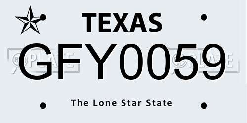 GFY0059 Texas License Plate