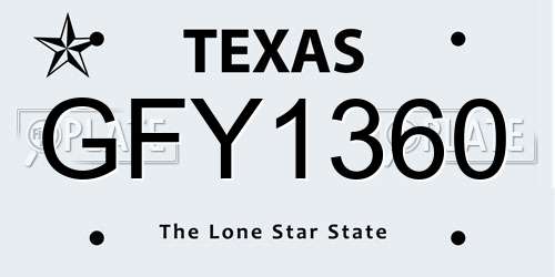 GFY1360 Texas License Plate