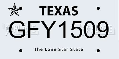 GFY1509 Texas License Plate