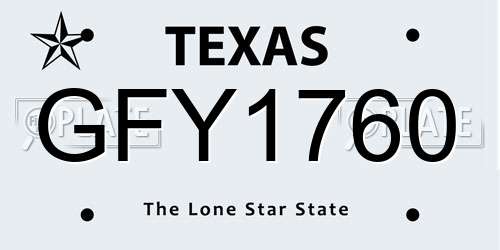 GFY1760 Texas License Plate