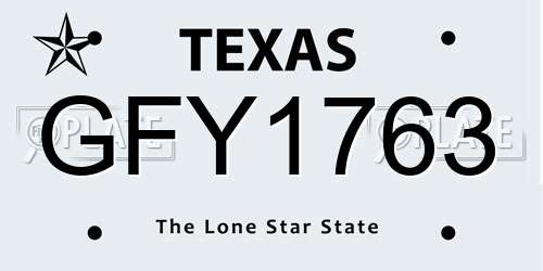 GFY1763 Texas License Plate