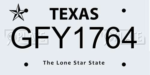 GFY1764 Texas License Plate