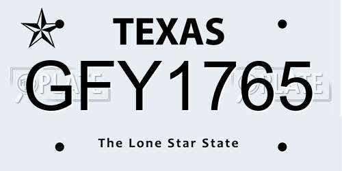 GFY1765 Texas License Plate