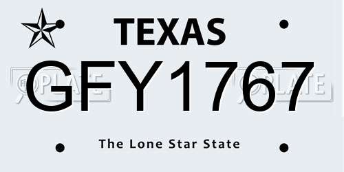 GFY1767 Texas License Plate