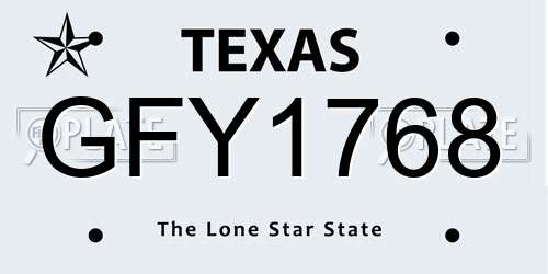 GFY1768 Texas License Plate