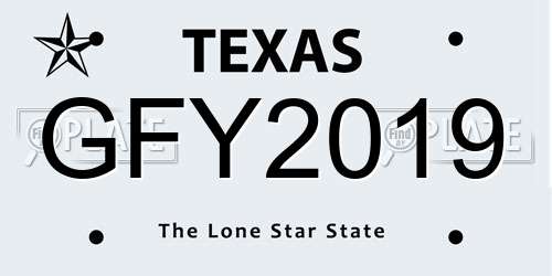 GFY2019 Texas License Plate