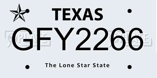 GFY2266 Texas License Plate