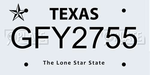 GFY2755 Texas License Plate