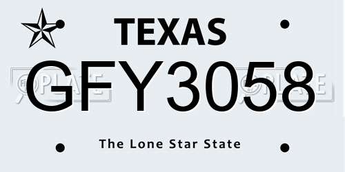 GFY3058 Texas License Plate