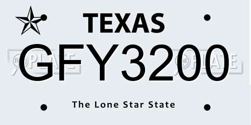 GFY3200 Texas License Plate