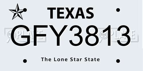 GFY3813 Texas License Plate