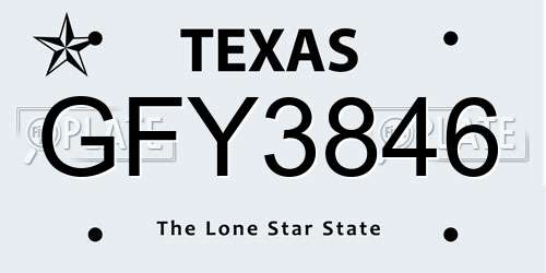 GFY3846 Texas License Plate
