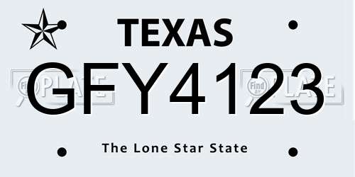 GFY4123 Texas License Plate