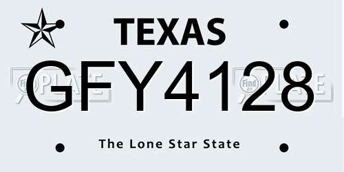 GFY4128 Texas License Plate
