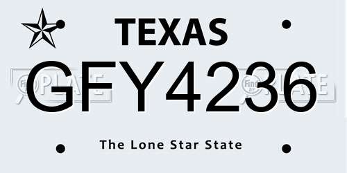 GFY4236 Texas License Plate