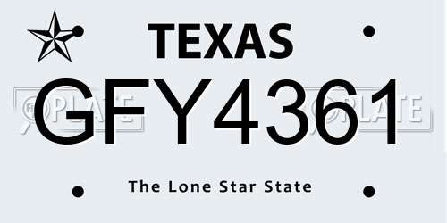 GFY4361 Texas License Plate