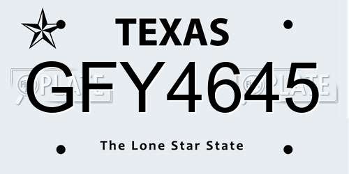 GFY4645 Texas License Plate