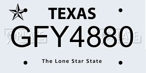 GFY4880 Texas License Plate