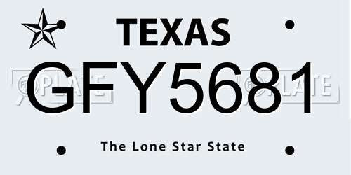 GFY5681 Texas License Plate