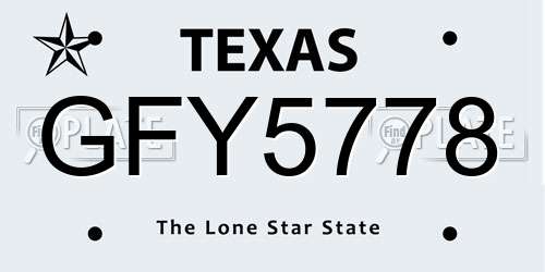 GFY5778 Texas License Plate