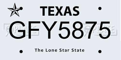 GFY5875 Texas License Plate