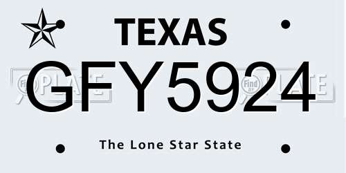 GFY5924 Texas License Plate