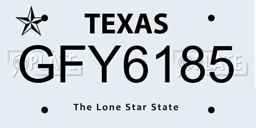 GFY6185 Texas License Plate