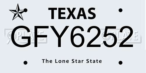 GFY6252 Texas License Plate