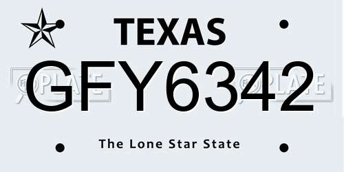GFY6342 Texas License Plate