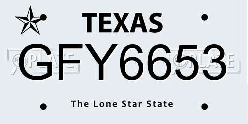 GFY6653 Texas License Plate