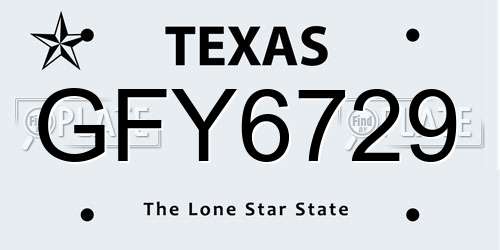 GFY6729 Texas License Plate
