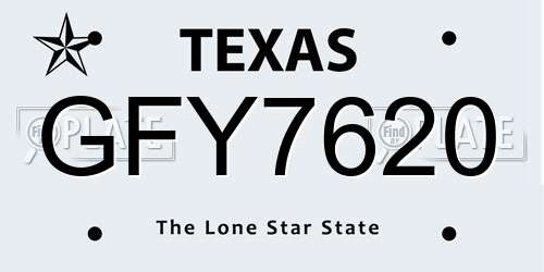 GFY7620 Texas License Plate