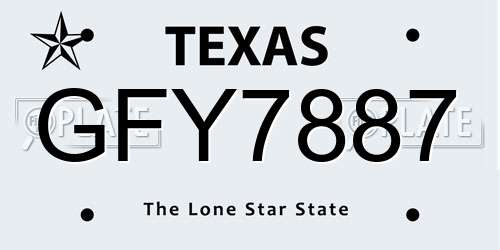 GFY7887 Texas License Plate