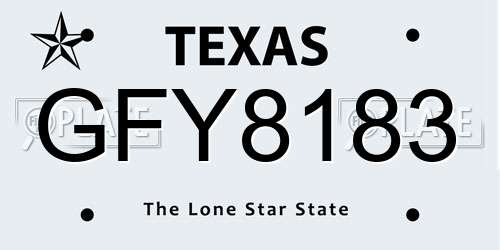 GFY8183 Texas License Plate