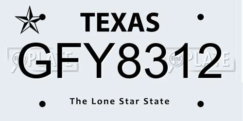 GFY8312 Texas License Plate