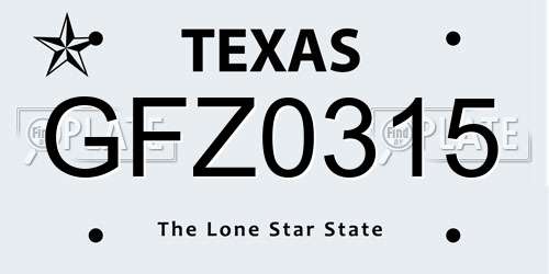 GFZ0315 Texas License Plate