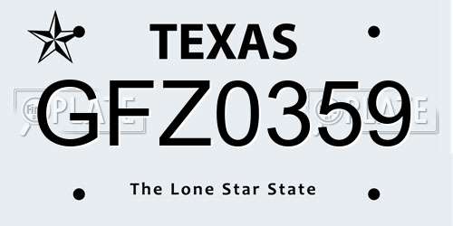 GFZ0359 Texas License Plate