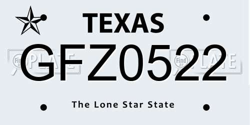 GFZ0522 Texas License Plate