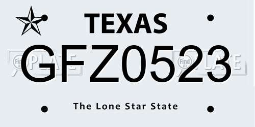 GFZ0523 Texas License Plate