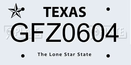 GFZ0604 Texas License Plate