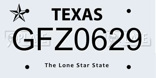 GFZ0629 Texas License Plate