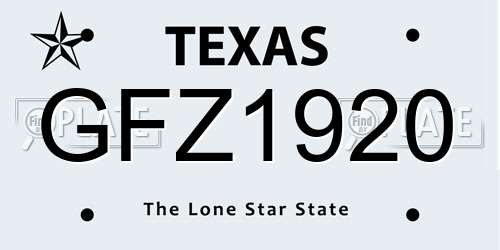 GFZ1920 Texas License Plate
