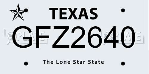 GFZ2640 Texas License Plate