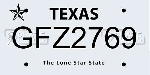 GFZ2769 Texas License Plate