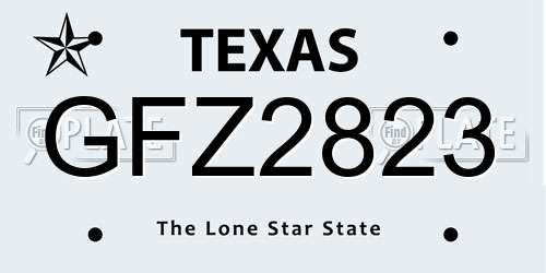 GFZ2823 Texas License Plate