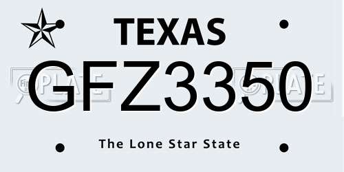 GFZ3350 Texas License Plate