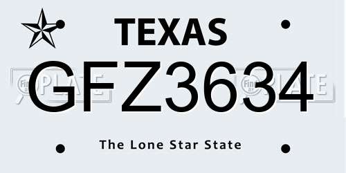 GFZ3634 Texas License Plate